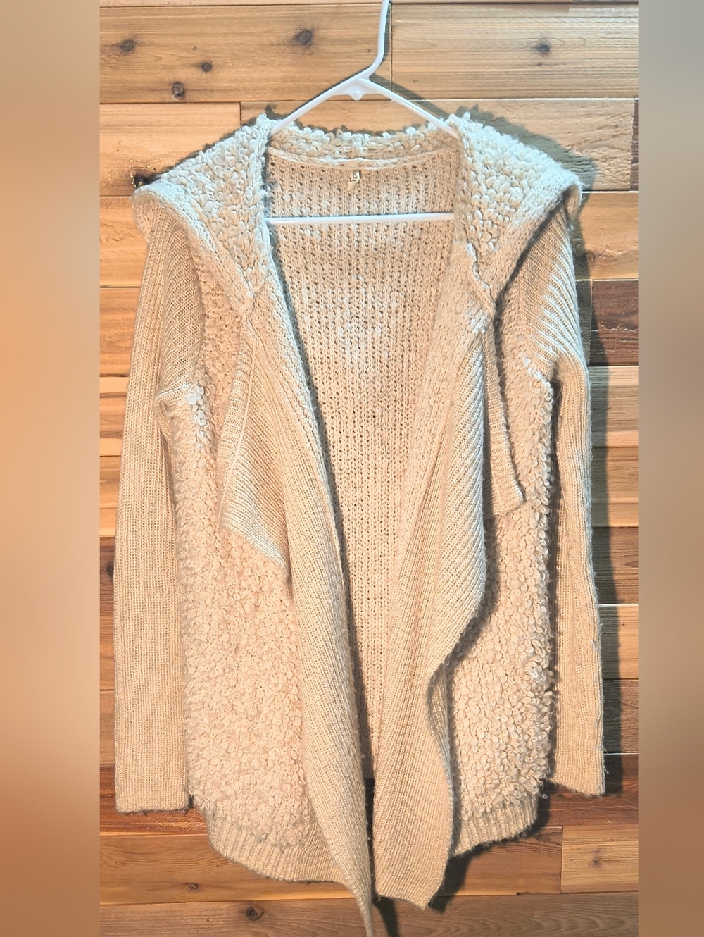 Textured Open-Front Hooded Cardigan By Ripcurl - Size S - Cream Color